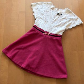 ロジータ(ROJITA)の美品♡Rojita バイカラー レース ミニ ワンピース ベルト(ミニワンピース)