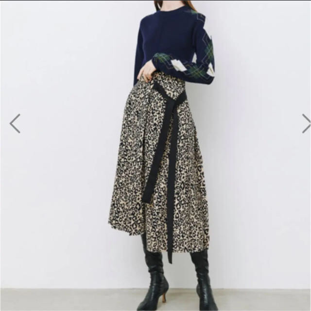 LE CIEL BLEU(ルシェルブルー)のルシェルブルー  今期 新品 レオパード柄スカート34 レディースのスカート(ロングスカート)の商品写真