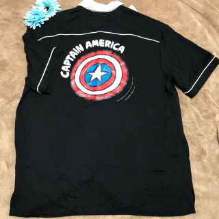 新品✩.*˚メンズ シャツ前開き MARVEL ボーリングシャツ 開襟シャツ 黒(シャツ)