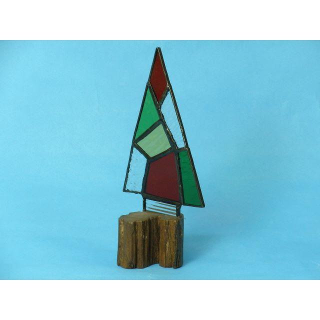  ステンドグラス ミニクリスマスツリー ハンドメイドのインテリア/家具(インテリア雑貨)の商品写真