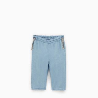 ザラ(ZARA)の新品ZARAルーズフィットシャンブレーキュロットパンツ(パンツ)