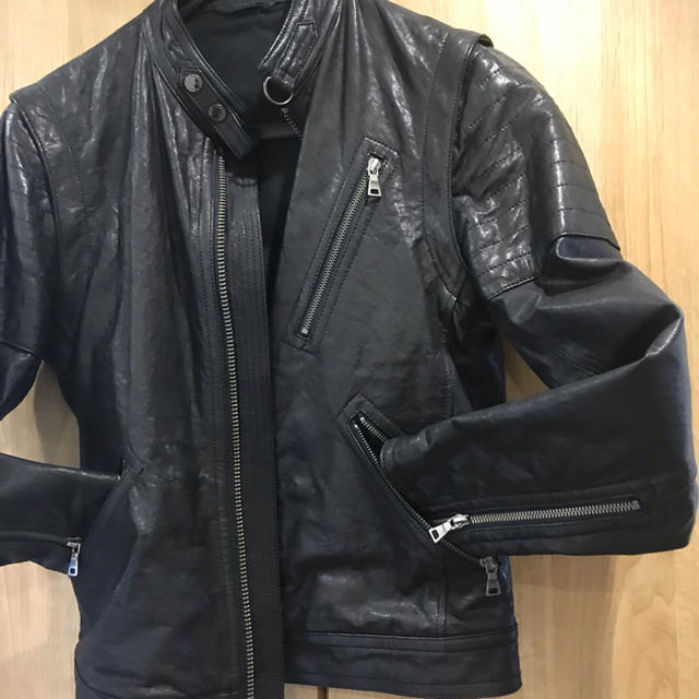 BURBERRY BLACK LABEL(バーバリーブラックレーベル)のバーバリーブラックレーベル　ライダースジャケット　黒レザー　Mサイズ メンズのジャケット/アウター(レザージャケット)の商品写真