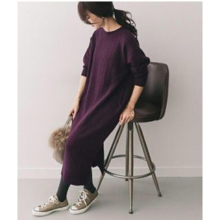 アーバンリサーチドアーズ(URBAN RESEARCH DOORS)のケーブルニットロングワンピース *定価：10,800円 *色：PURPLE(ロングワンピース/マキシワンピース)