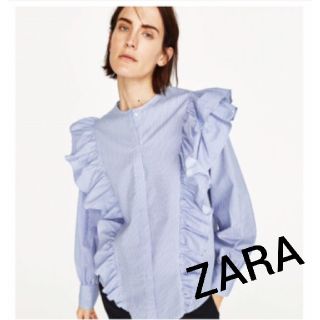 ザラ(ZARA)のsk様専用ページ♪ZARA★ストライプボリュームフリルシャツ(シャツ/ブラウス(長袖/七分))