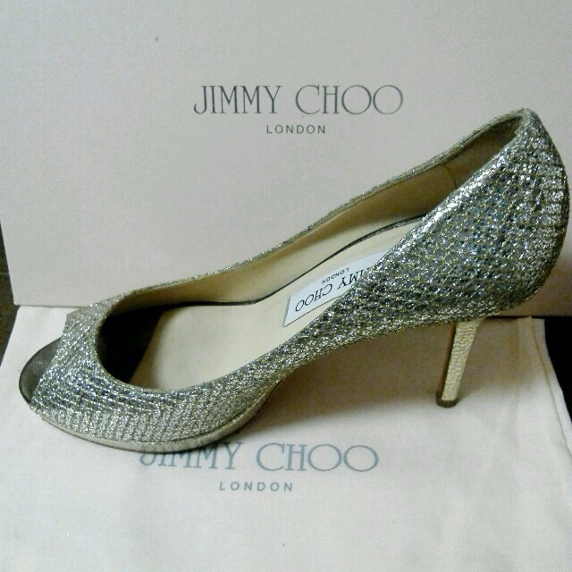 JIMMY CHOO ティアラ付きグリッターパンプス 24.5cm - greatriverarts.com