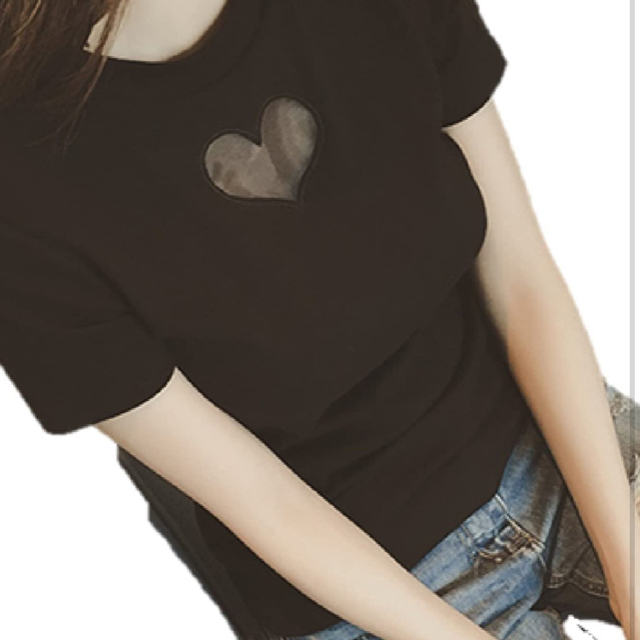 ハートの切り抜きTシャツ レディースのトップス(Tシャツ(半袖/袖なし))の商品写真