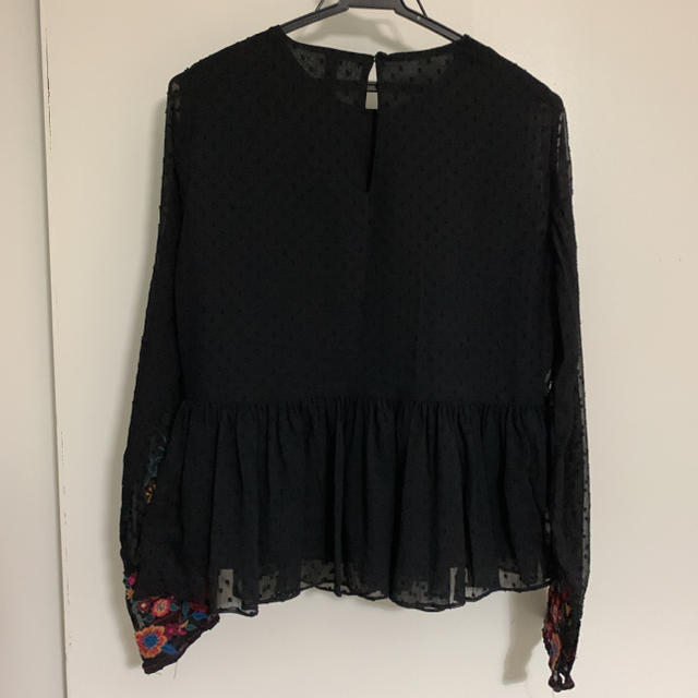 ZARA(ザラ)のZARA 刺繍ドットブラウス レディースのトップス(シャツ/ブラウス(長袖/七分))の商品写真