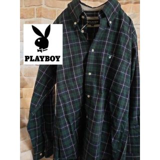 プレイボーイ(PLAYBOY)の【美品】プレイボーイ メンズ チェックシャツ 胸刺繍ロゴ有り 人気(シャツ)