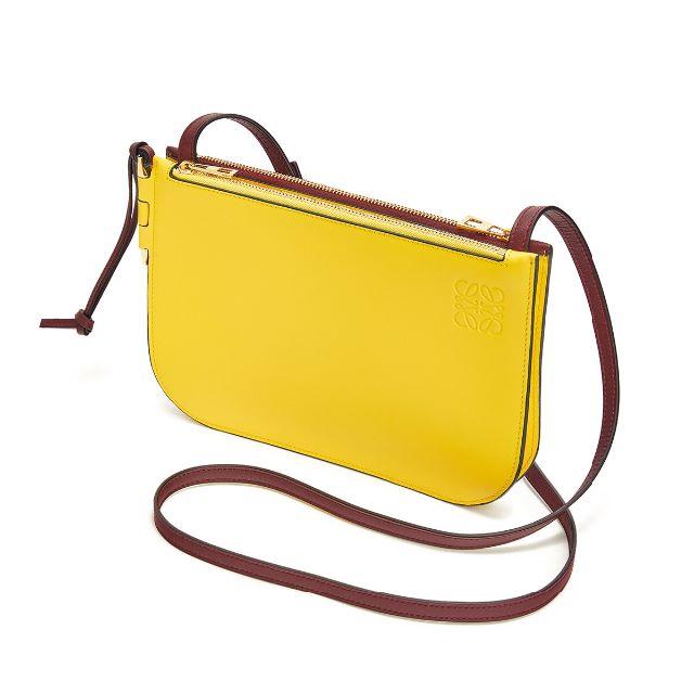 開店記念セール!】 LOEWE ダブルジップポーチ ワイン/イエロー GATE