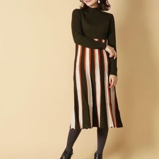 アンドクチュール(And Couture)の【77様専用】アンドクチュールラメ配色ニットワンピース(ロングワンピース/マキシワンピース)