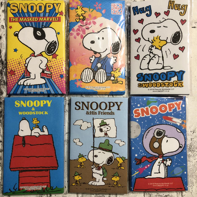 SNOOPY(スヌーピー)のスヌーピー    ぽち袋　8枚入　シール付　6柄セット ハンドメイドの文具/ステーショナリー(カード/レター/ラッピング)の商品写真