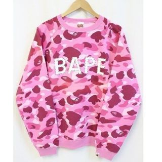 アベイシングエイプ(A BATHING APE)のラインストーンスウェット ピンクカモ(スウェット)