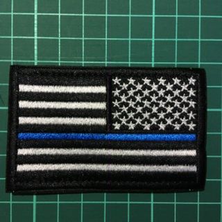 ◆USA FLAG◆ 星条旗 刺繍パッチ ワッペン ブルーライン 右2枚(個人装備)