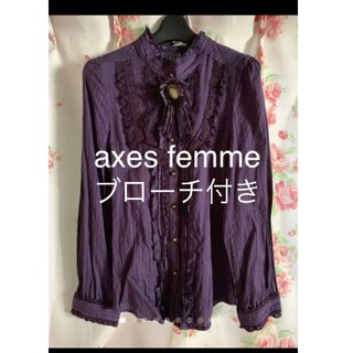 アクシーズファム(axes femme)のaxes femme カメオブローチ付き ブラウス ゴシック ゴスロリ パープル(シャツ/ブラウス(長袖/七分))