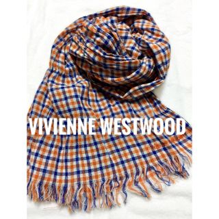 ヴィヴィアンウエストウッド(Vivienne Westwood)のヴィヴィアンウエストウッド【美品】チェック柄 フリンジ ストール マフラー(ストール/パシュミナ)