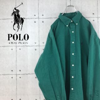 ラルフローレン(Ralph Lauren)の古着 90s ラルフローレン 服 刺繍ロゴ BDシャツ 緑 ビッグシルエット(シャツ)