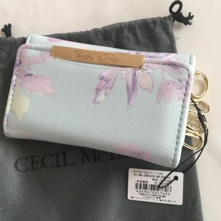 セシルマクビー(CECIL McBEE)の新品 セシルマクビー 花柄 キーケース ミントブルー(キーケース)