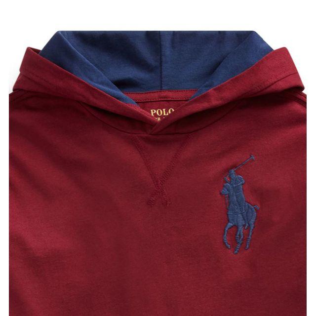 Ralph Lauren(ラルフローレン)の☆新品☆170 ラルフローレン ジャージーフードＴシャツ ワインレッド 7645 キッズ/ベビー/マタニティのキッズ服男の子用(90cm~)(Tシャツ/カットソー)の商品写真