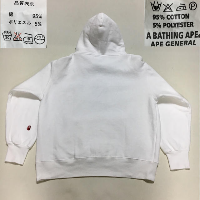 A BATHING APE(アベイシングエイプ)のアベイジングエイプ◆ プルオーバー パーカー 裏起毛◆ホワイト Mサイズ  メンズのトップス(パーカー)の商品写真