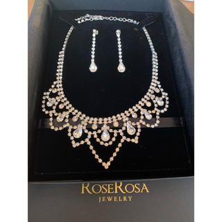 ROSE ROSA スワロフスキーストーンのネックレス&ピアス2点セット(ヘッドドレス/ドレス)