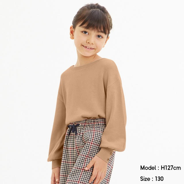 GU(ジーユー)のGU ボリュームスリーブセーター キッズ/ベビー/マタニティのキッズ服女の子用(90cm~)(ニット)の商品写真