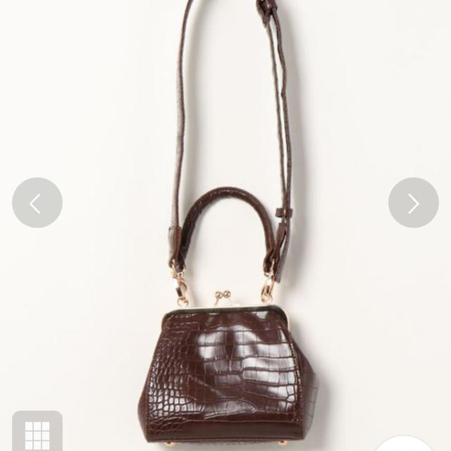 natural couture(ナチュラルクチュール)のクロコ風ブラウンがまぐちバッグ レディースのバッグ(ショルダーバッグ)の商品写真
