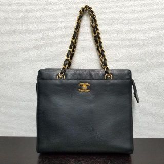 シャネル(CHANEL)のシャネル　チェーン ハンドバッグ　キャビアスキン　黒　(ハンドバッグ)