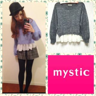 ミスティック(mystic)のあいのり桃ちゃん♡裾シフォンプルオーバー(ニット/セーター)