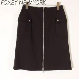 フォクシー(FOXEY)の美品 フォクシー ニューヨーク ペンシルスカート ブラウン 40 タイトスカート(ひざ丈スカート)