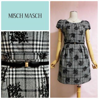 ミッシュマッシュ(MISCH MASCH)の【ミッシュマッシュ】フロッキー柄チェックワンピース☆M(ひざ丈ワンピース)