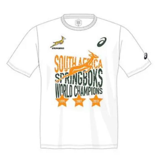 asics(アシックス)のasics スプリングボクス優勝記念Tシャツ　Lサイズ スポーツ/アウトドアの野球(応援グッズ)の商品写真