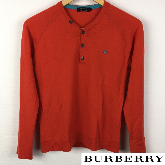 BURBERRY BLACK LABEL(バーバリーブラックレーベル)の美品 BURBERRY BLACK LABEL 長袖ニット オレンジ サイズ1 メンズのトップス(ニット/セーター)の商品写真