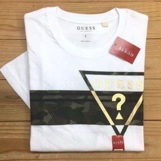 ゲス(GUESS)の新品【メンズL】★ゲス★ゴールド×迷彩プリント半袖Tシャツ/白/GUESS(Tシャツ/カットソー(半袖/袖なし))