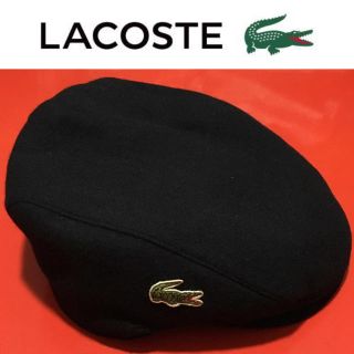 ラコステ(LACOSTE)のLACOSTE ウール ハンチング ラコステ 帽子 キャスケット ブラック 黒(ハンチング/ベレー帽)