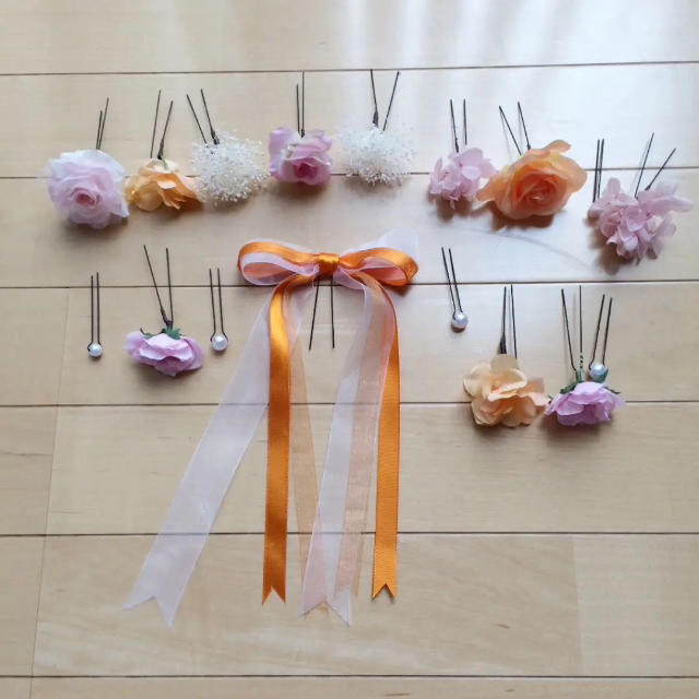 ラプンツェルハーフアップ髪飾り♡オレンジの通販 by ❀mi ラプンツェルハーフアップ髪飾り♡オレンジの通販 by ❀mi