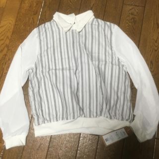 グレイル(GRL)の新品☆袖シフォンストライプ襟付きシャツ(シャツ/ブラウス(長袖/七分))