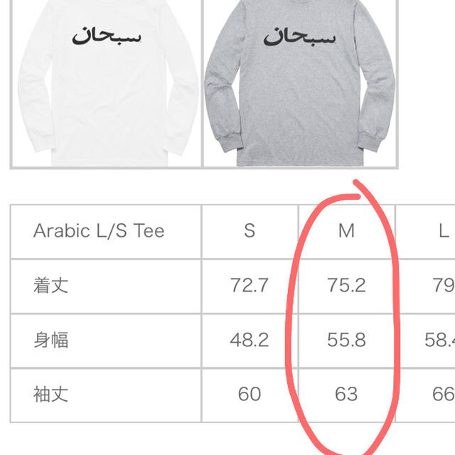 Supreme(シュプリーム)のM size Supreme Arabic Logo L/S Tee メンズのトップス(Tシャツ/カットソー(七分/長袖))の商品写真