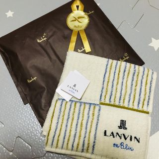 ランバン(LANVIN)の新品　★ タオルハンカチ ランバン オン ブルー(ハンカチ/ポケットチーフ)