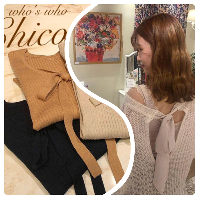 who's who Chico(フーズフーチコ)のAW新作🍁¥6490【Chico】バックリボンざっくりニット レディースのトップス(ニット/セーター)の商品写真