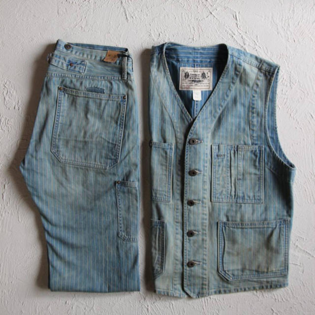 新品*RRL*インディゴ ストライプド ツイル ベスト パンツ*M W31W32