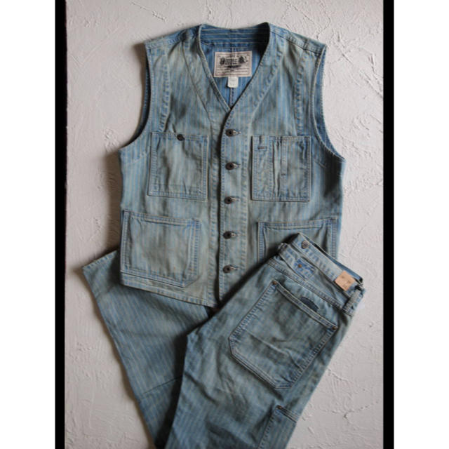 新品*RRL*インディゴ ストライプド ツイル ベスト パンツ*M W31W32