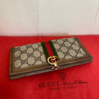 グッチ(Gucci)の極　美品　GUCCI オールド　グッチ シェリーライン 長　財布　小銭入れ　綺麗(財布)