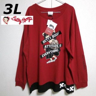 BETTY BOOP　新品　３Ｌ　ベティ　長袖Ｔシャツ　ＲＥＤ　赤(Tシャツ/カットソー(七分/長袖))