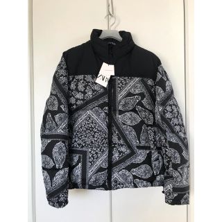 ザラ(ZARA)のZARA バンダナ パフジャケット ザラ Ｌジャケット 新品(ダウンジャケット)