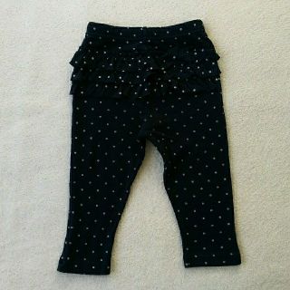 プチバトー(PETIT BATEAU)のプチバトー 75 フリルパンツ ドット柄 ブラック(パンツ)