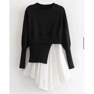 【送料無料】新品★ショート切り替え　ニット　ZARA バースデーバッシュ(シャツ/ブラウス(長袖/七分))