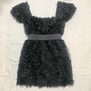 トップショップ(TOPSHOP)のTOPSHOP黒 フリルワンピース ドレス(ミニドレス)