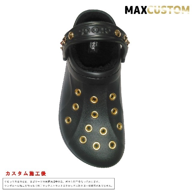 クロックス crocs パンク カスタム 黒 金 ボア付 22～27cm 新品 3