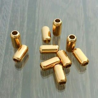 無垢タイプのステンレスゴールドパイプビーズ10個セット★金コーティング(ネックレス)