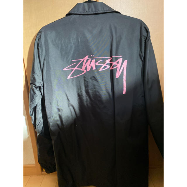 stussy コーチジャケット ブラック　ピンクナイロンジャケット